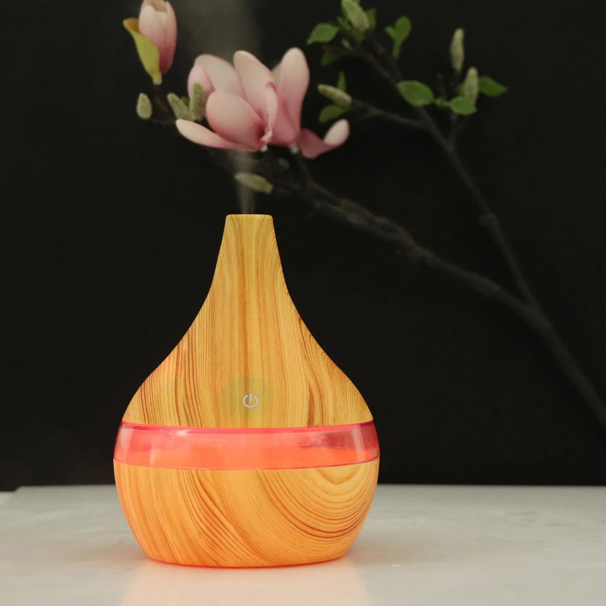 USB mini air purifier and humidifier in wood grain, columnar shape, for rooms under 10 square metres with timer and USB power