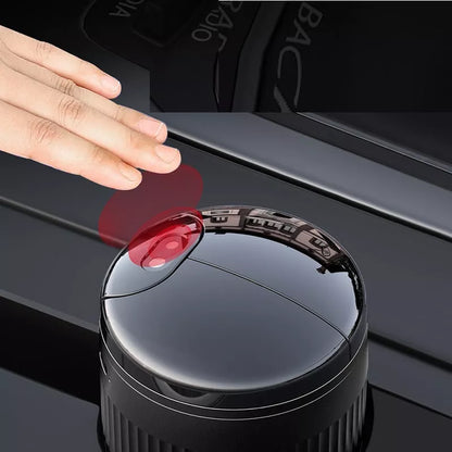 Smart car ashtray with lid and USB Type-C charging port in black, red, silver, brown, and green