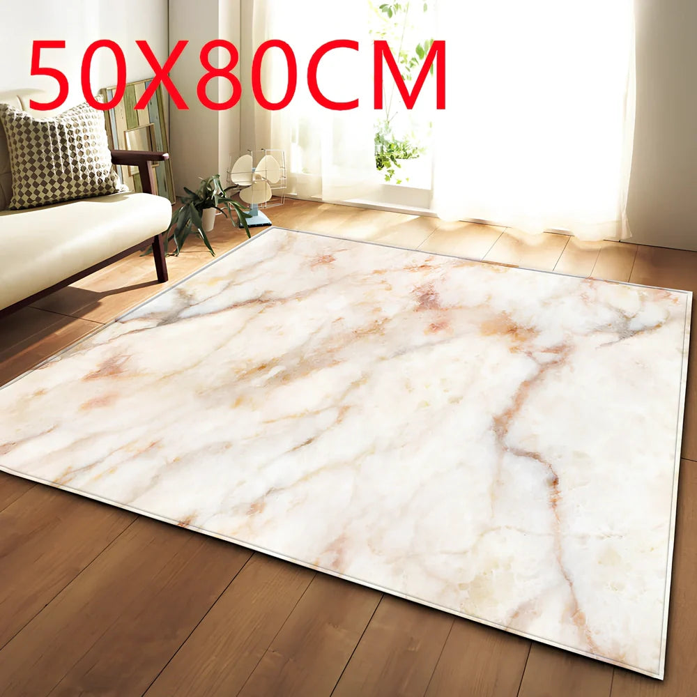 Polyester marble pattern carpet in 121.9x160cm and 50x80cm sizes for floor protection