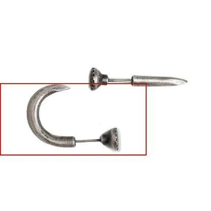 Sterling silver nail stud earrings showing straight and curved punk retro styles