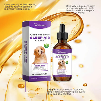 60ml bottle of dog sleep drops with mint extract for canine night care