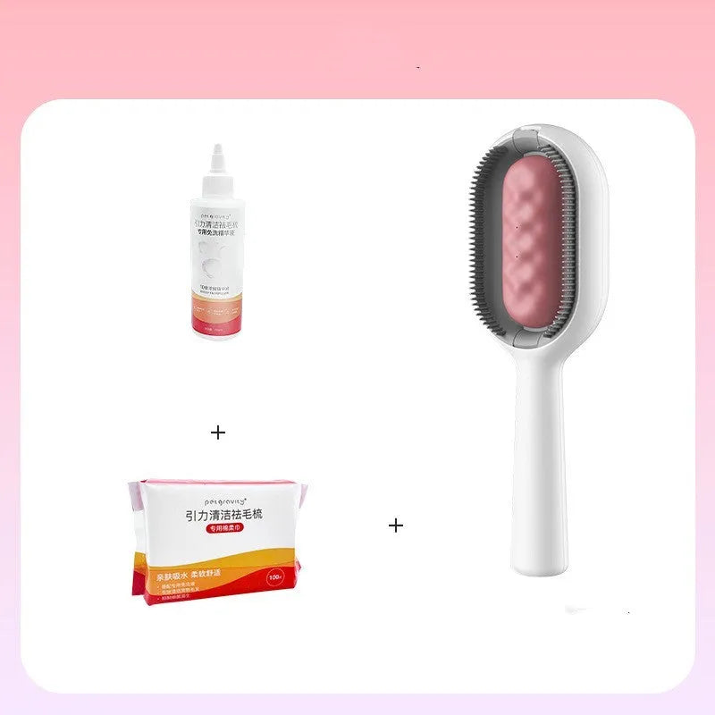 Large ABS silicone dog hair comb with disposable essence napkins for pet grooming
