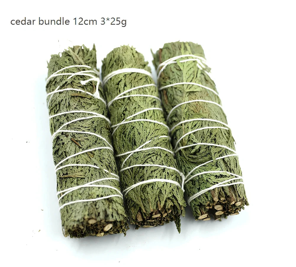 Natural white sage bundle measuring 18cm long with 3.5cm diameter for space purification