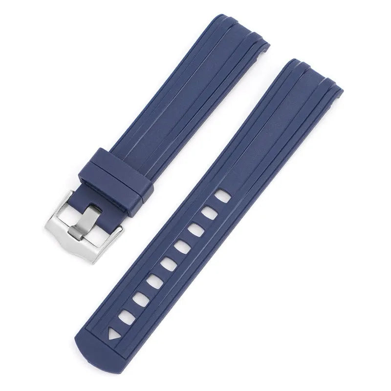 20mm wide genuine leather smartwatch strap in multiple colours with silver buckle.