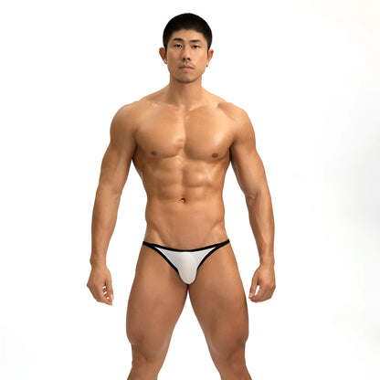 Men's low waist briefs in rib knit fabric available in white and grey colours