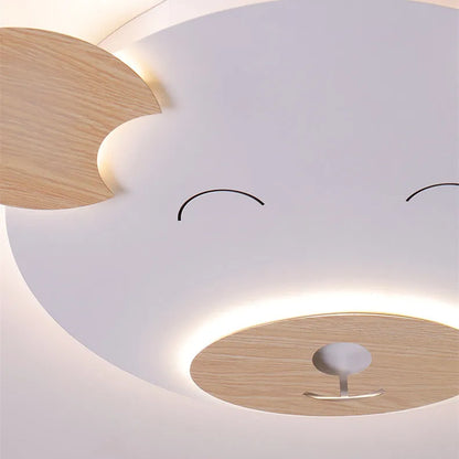 Modern white cartoon bear design ceiling lamp for a princess bedroom, shown in two size options.
