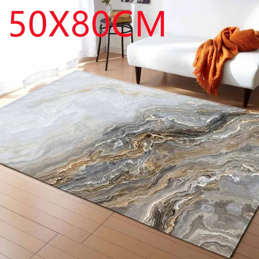 Polyester marble pattern carpet in 121.9x160cm and 50x80cm sizes for floor protection