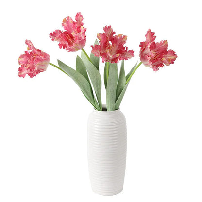 Artificial toothed tulip flower arrangement in yellow colour with soft rubber and PVC petals