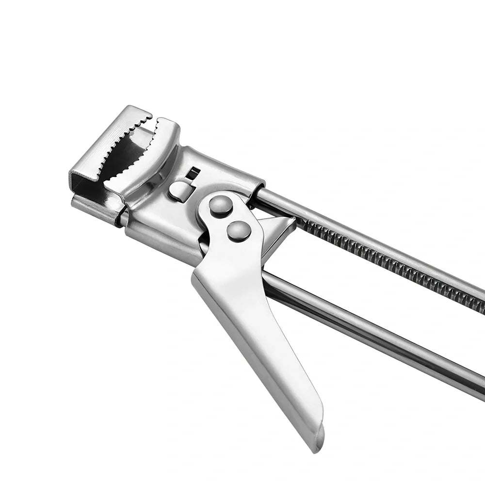 Adjustable stainless steel bottle and jar opener, 19cm long, 120g weight with non-slip handle for secure grip