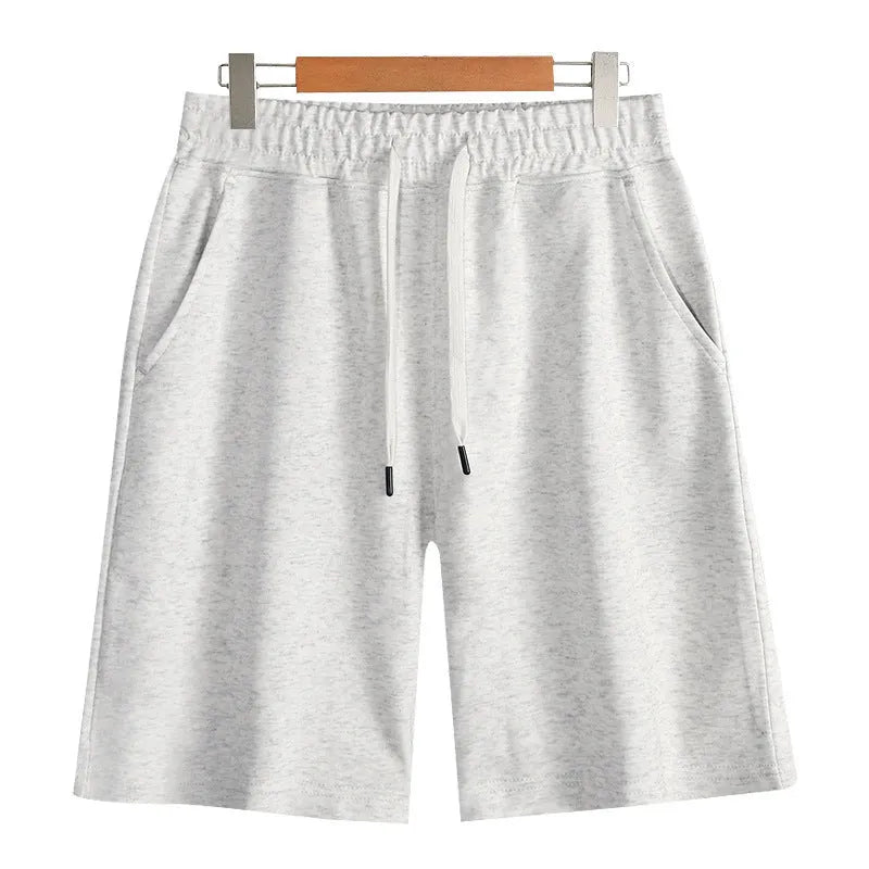 Cotton micro-elastic sports shorts in straight-leg style for summer wear