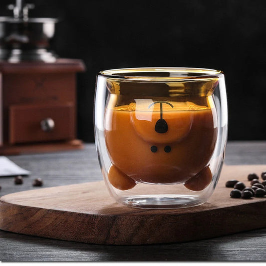 3D double-layer panda cup with skull design for wine, featuring inner Christmas tree pattern