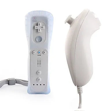 Wii left and right hand gamepad controllers with rubber sleeve and hand strap in multiple colour options