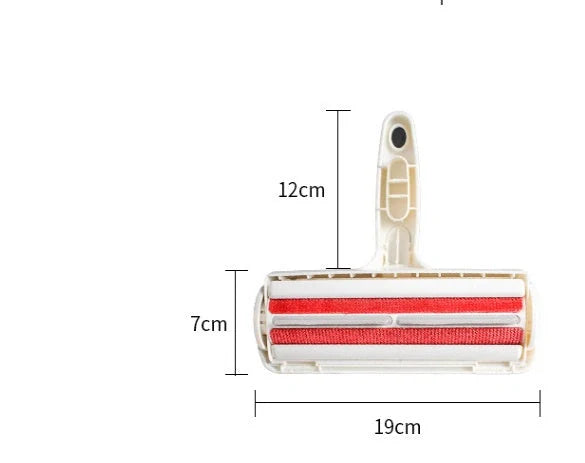 Efficient pet hair remover tool in red and blue for furniture and carpets