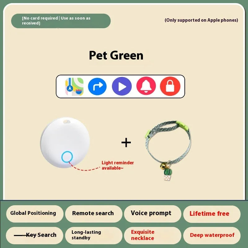 GPS pet locator device attached to a dog collar for tracking cats and dogs.