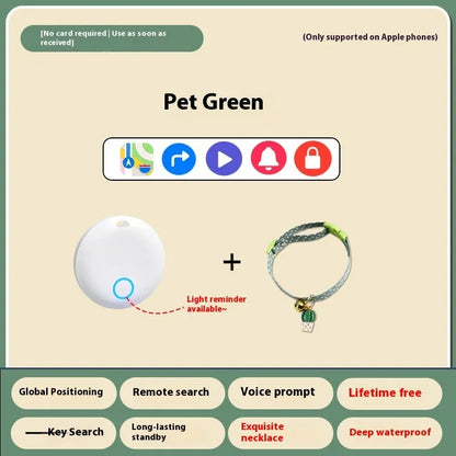 GPS pet locator device attached to a dog collar for tracking cats and dogs.
