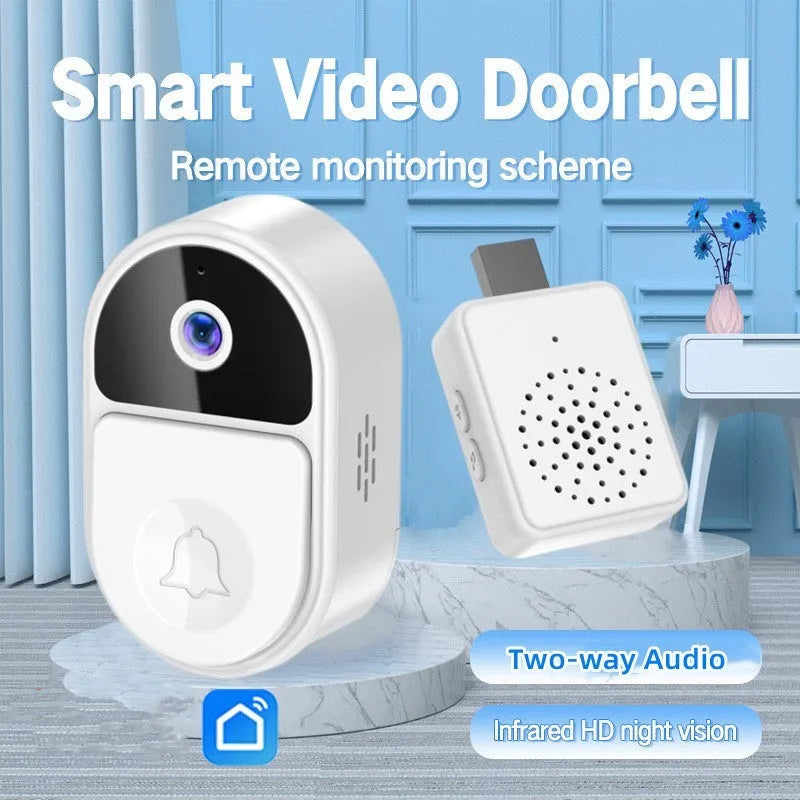 Doodle Smart Visual Doorbell V8 unit in black or white, showing front-facing camera and speaker.