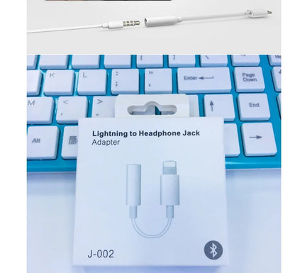 White Lightning to 3.5mm headphone adapter for iPhone 7, 6, and 6S models.