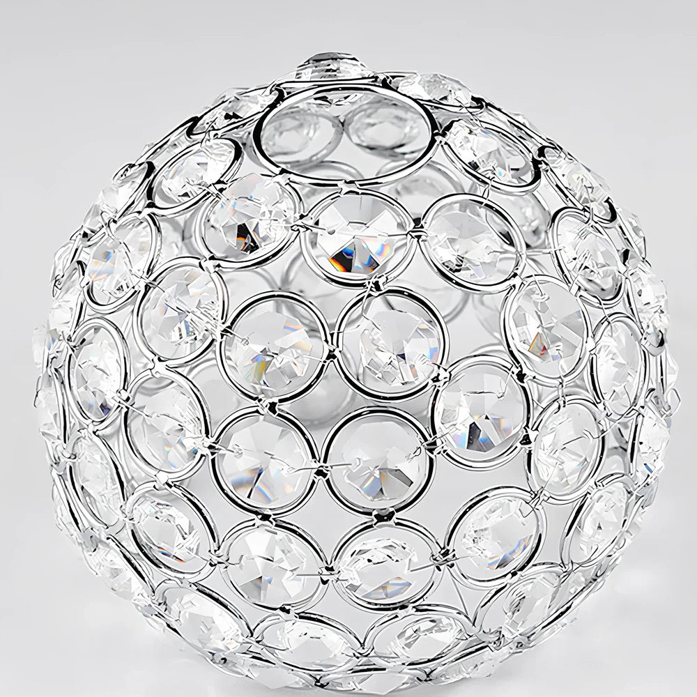 Crystal table lamp with chrome iron body measuring 31cm height