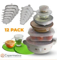 6-piece stretch silicone cookware covers set in vibrant colours, perfect for keeping food fresh