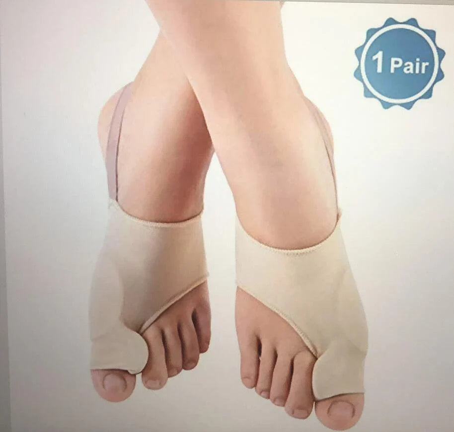 Corrective toe separator socks featuring a gel pad for bunion pain relief and a silicone toe spacer for proper foot alignment