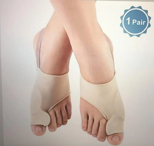Corrective toe separator socks featuring a gel pad for bunion pain relief and a silicone toe spacer for proper foot alignment