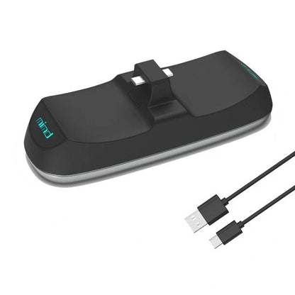 PS5 Wireless Controller Dual Charge Dock in black and white, charging two controllers simultaneously