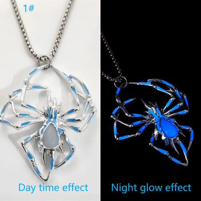 Glow-in-the-Dark Halloween Spider Necklace - Luminous Jewelry with Vintage-Inspired Stereo Design