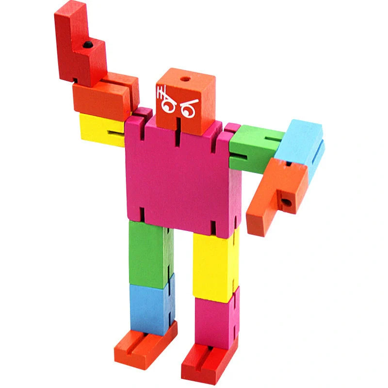Assembled wooden educational toys for children in vibrant colours
