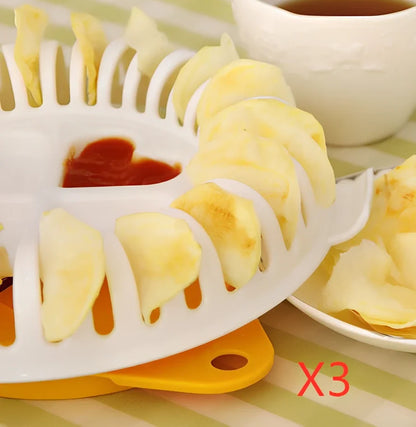 White microwave potato chips maker with stainless steel blade and ABS plastic components weighing 265g