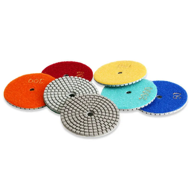 Set of 10 emery polishing discs ranging from 50 to 3000 grit for stone polishing