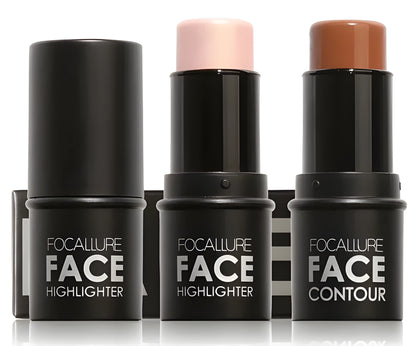 Face contour highlighter cosmetic product shown in one of four available shades A, B, C, or D.