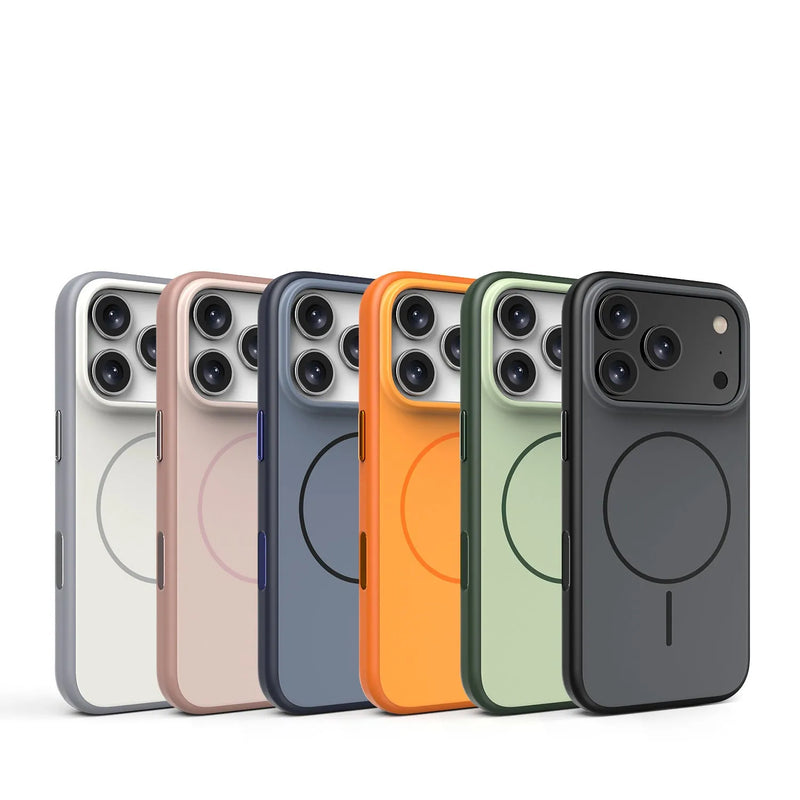 Frosted Magnetic Mobile Phone Protective Case for iPhone 17 Pro Max, iPhone 17 Pro, iPhone 17 Air, iPhone 17 with TPU Shockproof, Anti-Fall, Anti-Wear, Anti-Fingerprint Matte Finish in Black, Grey, Green, Blue, Orange, or Desert Gold