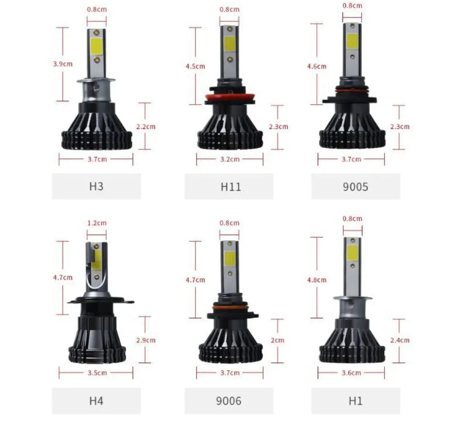 Car LED headlight bulb, 40W 3800lm 6000K, 9V-30V, custom COB lamp beads, single lamp
