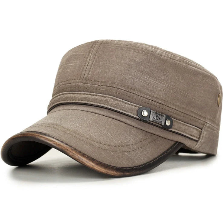 Men's stylish cotton flat cap with adjustable fit and sun protection