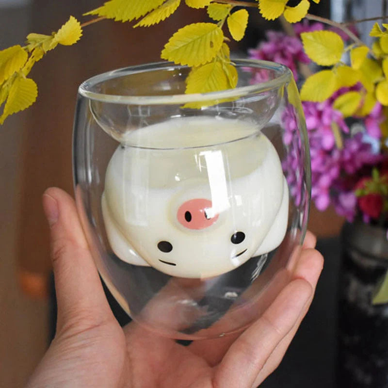 3D double-layer panda cup with skull design for wine, featuring inner Christmas tree pattern
