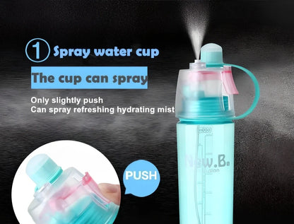 600ml sports spray water bottle with mist function in multiple colours for cycling and hiking