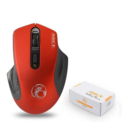 2.4G wireless USB optical mouse, 1600dpi, four-way roller, ergonomic, 100-120mm, Black Green Grey Red
