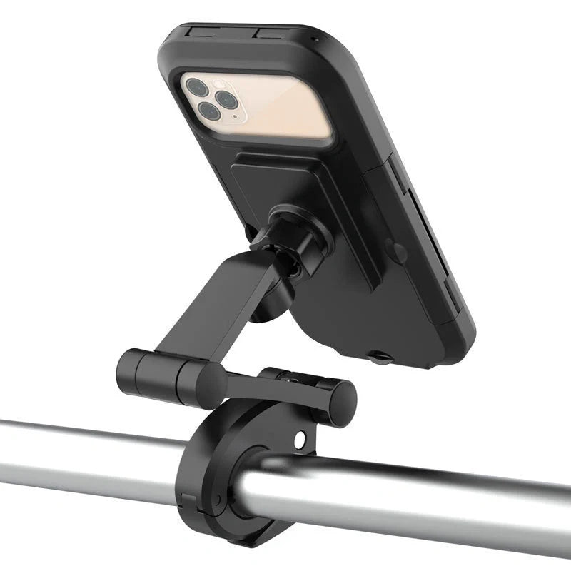 360 Rotatable Waterproof Mobile Phone Holder on bicycle handlebars