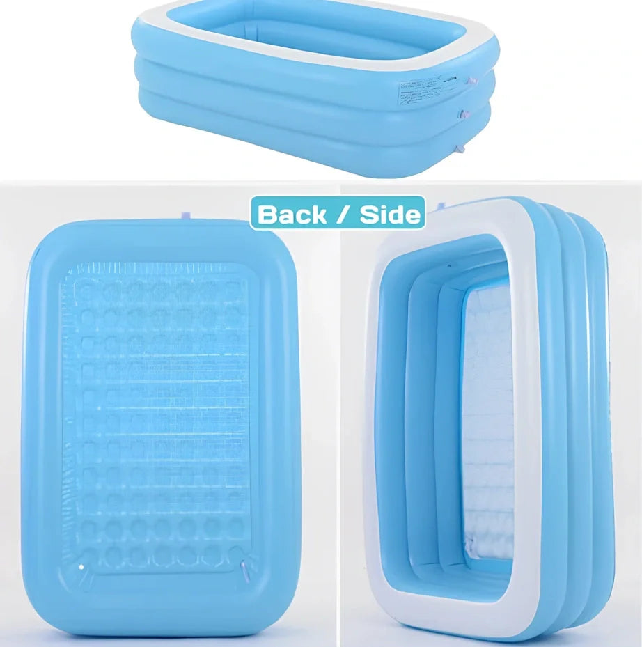 150cm Rectangular Inflatable Pool - Odour-Free PVC Family Swimming ...