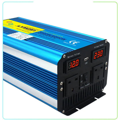 Blue 3000W 12V to 220V pure sine wave power inverter with digital display and UK socket