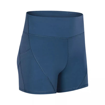 SHINBENE Women's High Waisted Sport Shorts in green, blue, and black