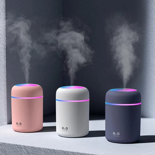 Compact and quiet bedroom humidifier with soothing colour-changing lights for a relaxing sleep environment