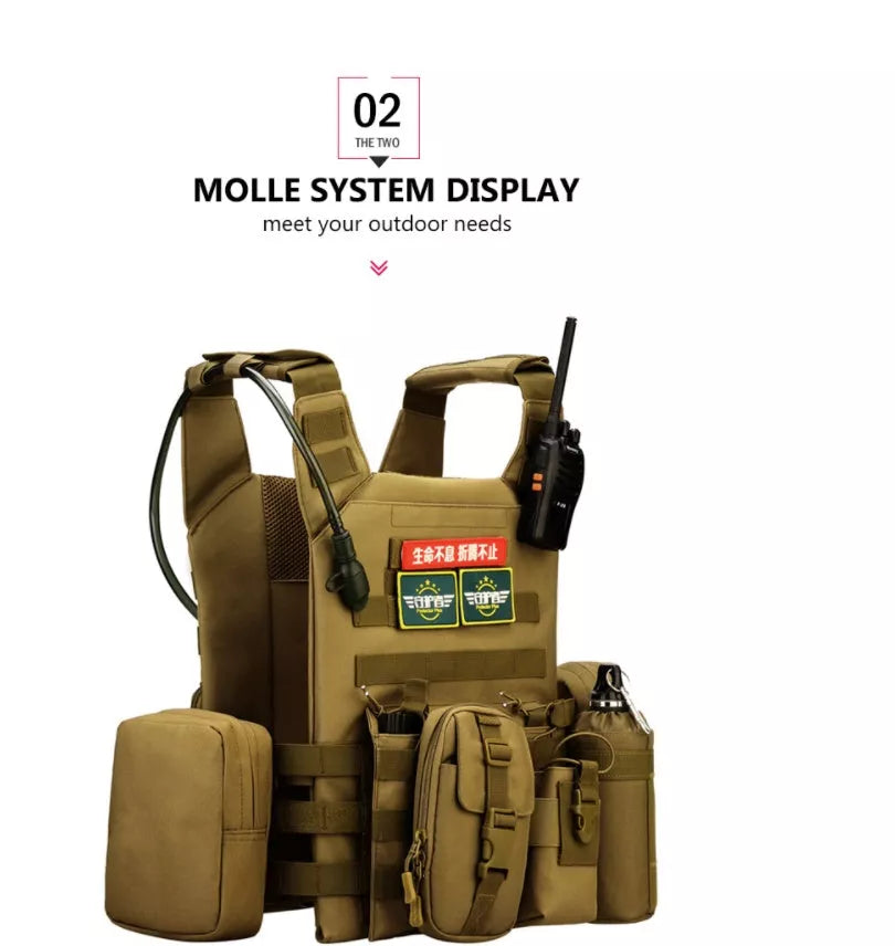 Men's Tactical Vest in oxford material with MOLLE design for gear attachment