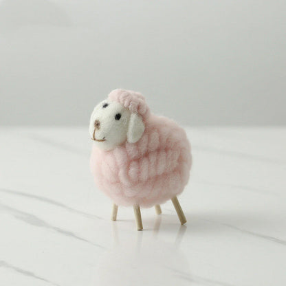 Plush sheep figurines in various colors and sizes, perfect for home decoration and gifting