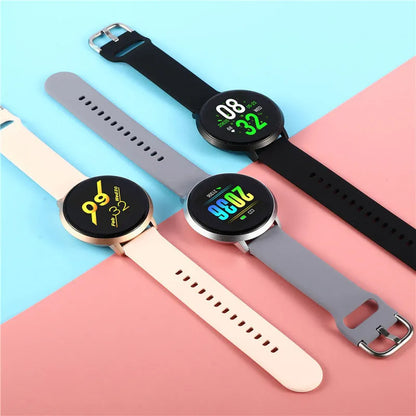 Ultra-thin smart health bracelet with 1.3-inch touchscreen on silicone wristband showing health data display