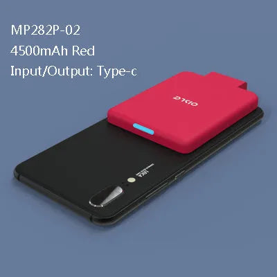 MP282P back clip battery in five colour options showing 90mm x 61mm dimensions
