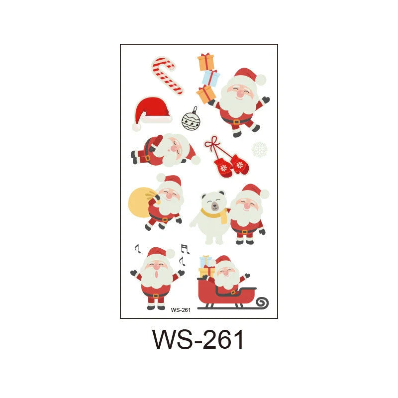 Glowing Christmas Santa Claus tattoo stickers in various festive designs
