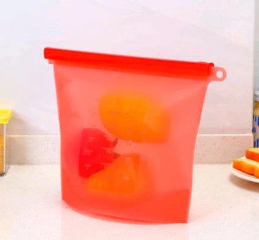Premium silicone vacuum sealed food storage bags in various colours and sizes