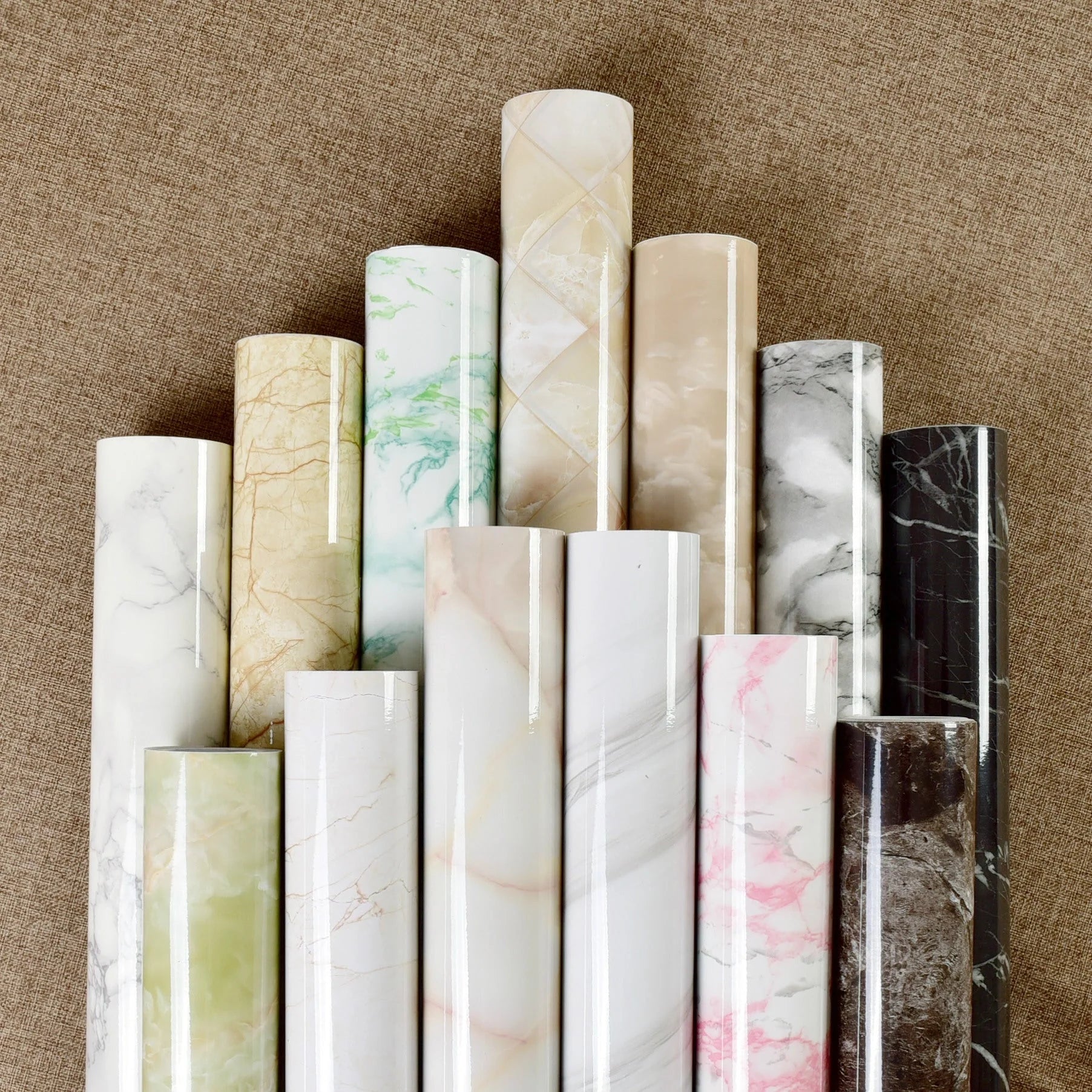 Elegant imitation marble furniture wallpaper with waterproof and heat-resistant properties for easy kitchen, bathroom, and home decor updates