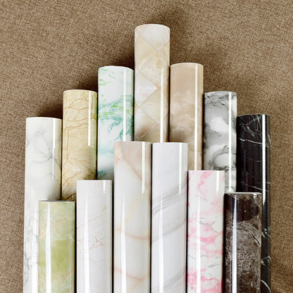 Elegant imitation marble furniture wallpaper with waterproof and heat-resistant properties for easy kitchen, bathroom, and home decor updates